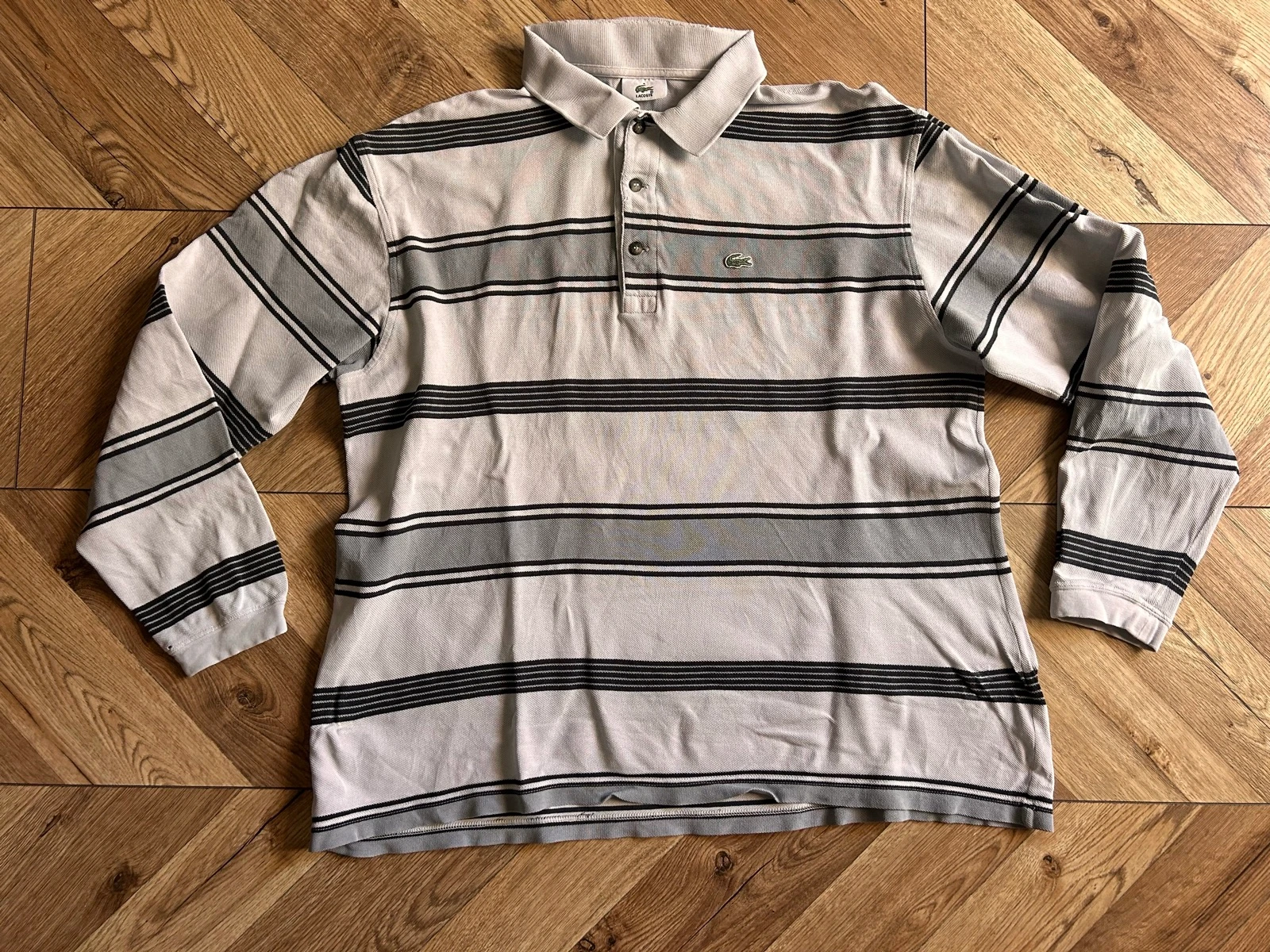 Lacoste long-sleeved striped polo – Size 6 (XL) - Vintage – photo 6